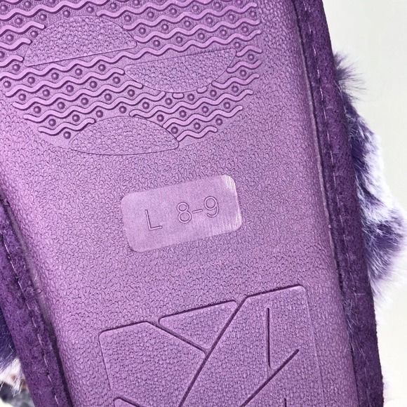 Jessica Simpson Faux Fur Slippers Shoes Memory Foam Purple Women's Sz L 8-9 NWT - Picture 9 of 10